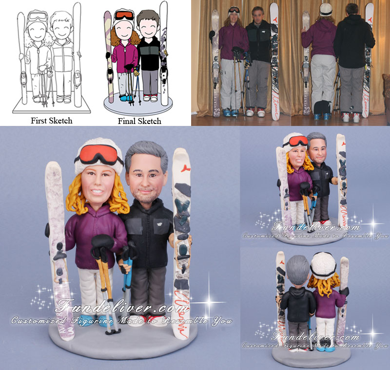 Skier Wedding Cake Toppers